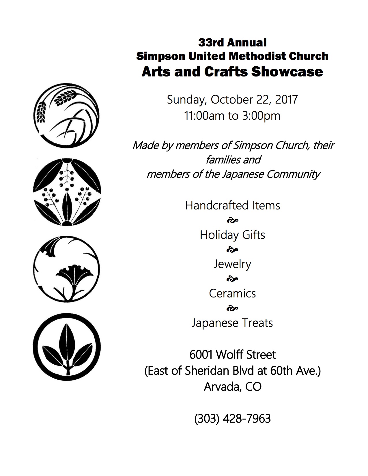 33rd Annual Simpson United Methodist Church Arts and Crafts Showcase flyer.